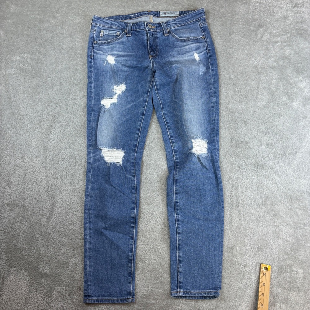 AG Jean Women 26R (Fits 30x28) The Stilt Cigarette Whisker Fade Distress Stretch